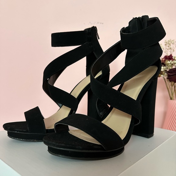 Black Strappy Heels - Picture 3 of 3